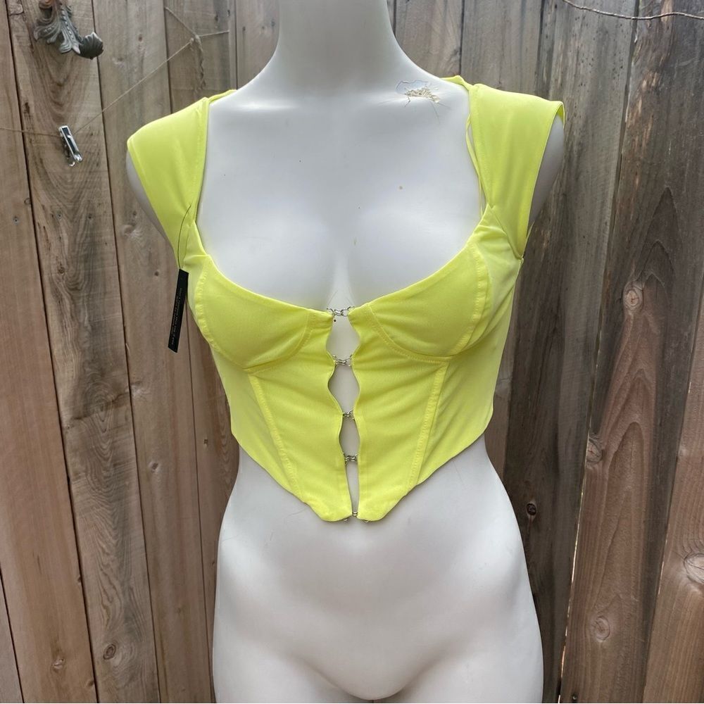 AFRM Myla Corset Crop Top in Sunny Lime NWT size XS - Picture 4 of 12